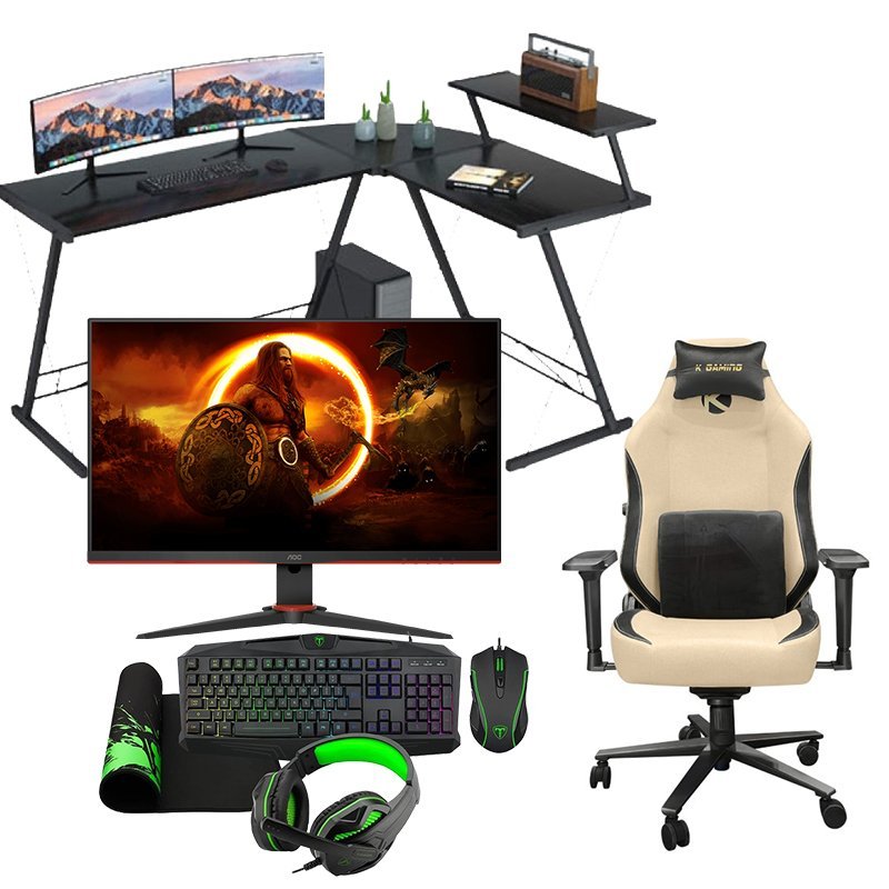 GAMEON 3 in 1 desk + KGaming Gaming Chair WTS21-35 + TDagger combo + AOC 17