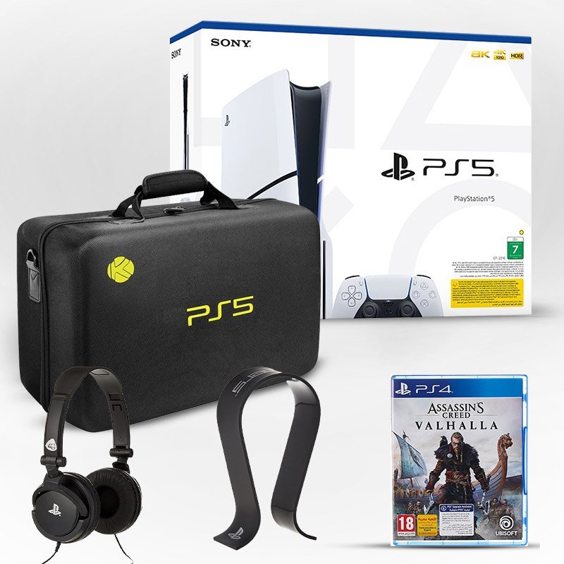 PS5 CONS SLIM+HARD BAG BLK+4GAMERS HEADSET STAND+PRO410 BLK+PS5 AC VALHALLA