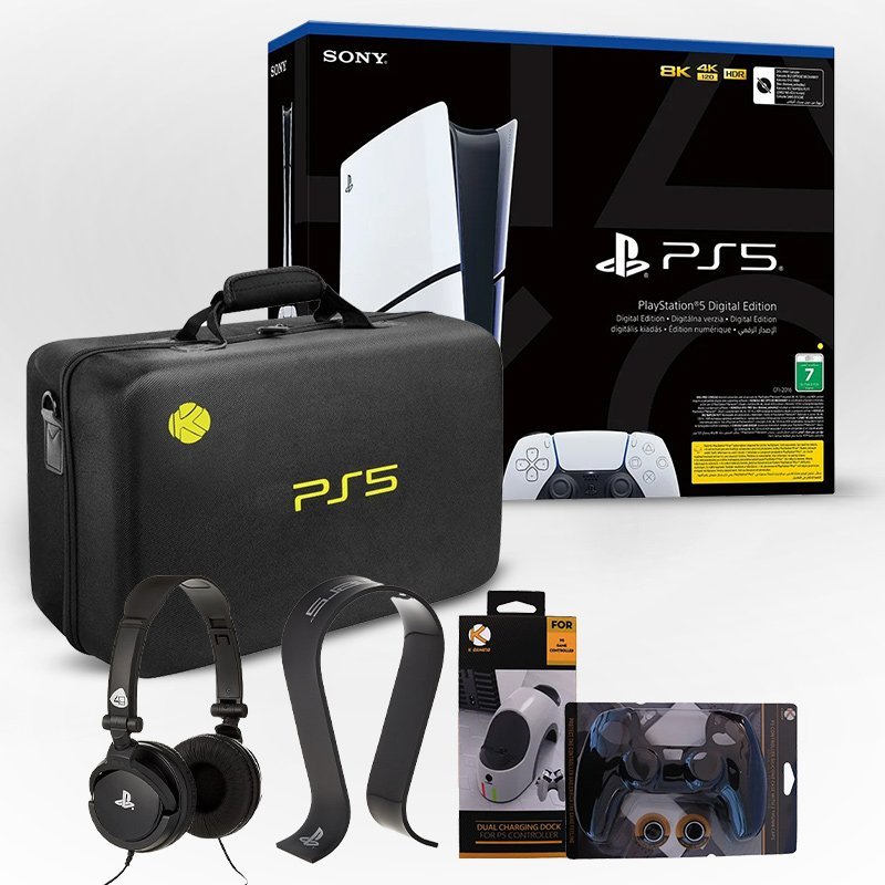 PS5 DIGI CONS SLIM+HARD BAG BLK+HEADSET STAND+PRO410+SILICON GRIPS+KG DOCK DUAL CHARGING