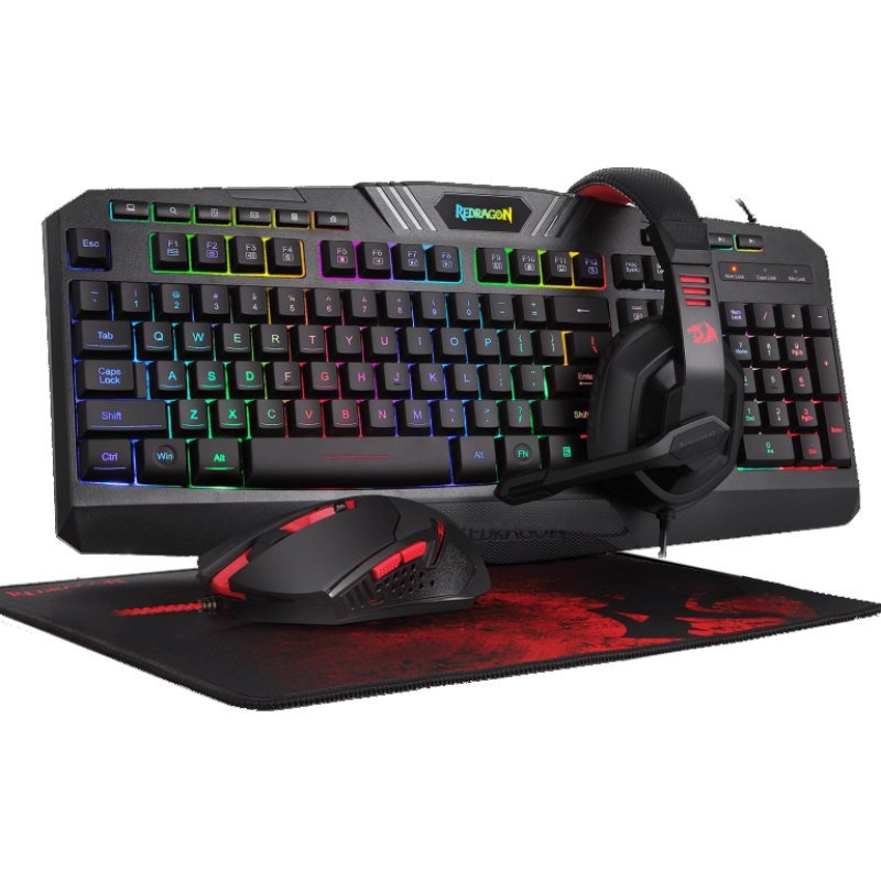 REDRAGON GAMING ESSENTIALS KEYBOARD/MOUSE/MOUSEPAD/HEADSET COMBO