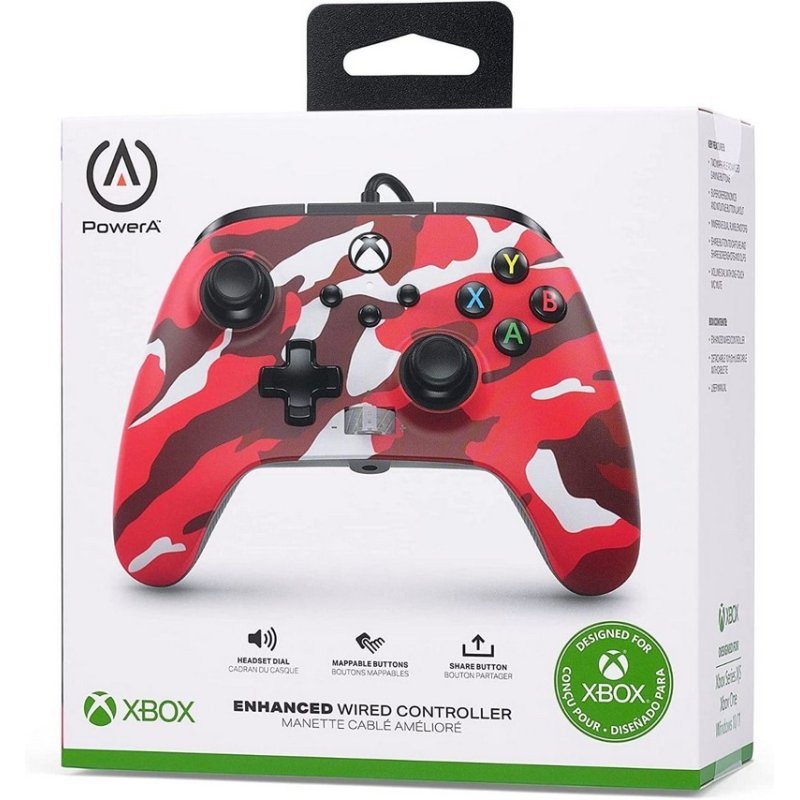 Xbox Power A Joy Enhanced Wired Controller Camo Red